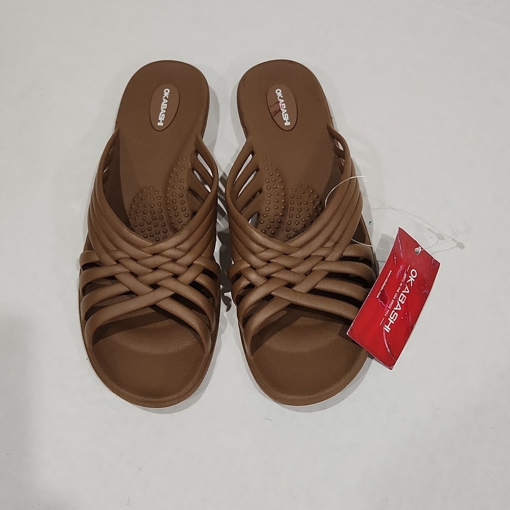 NWT Okabashi Venice Comfort Arch Support Sandal, Toffee, Size L 9.5-10.5